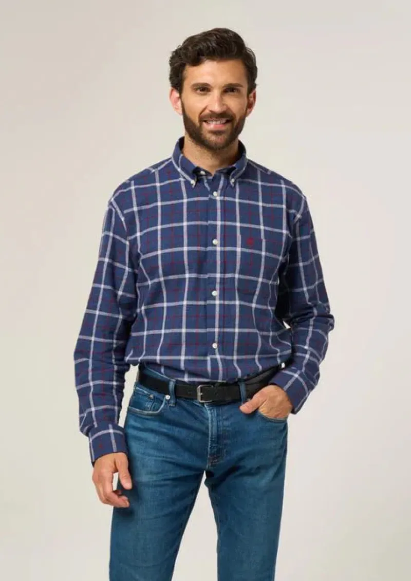Alan Paine Shirts|Shirts & Tops<Ilkley Flannel Button Down Shirt - Shooting Fit