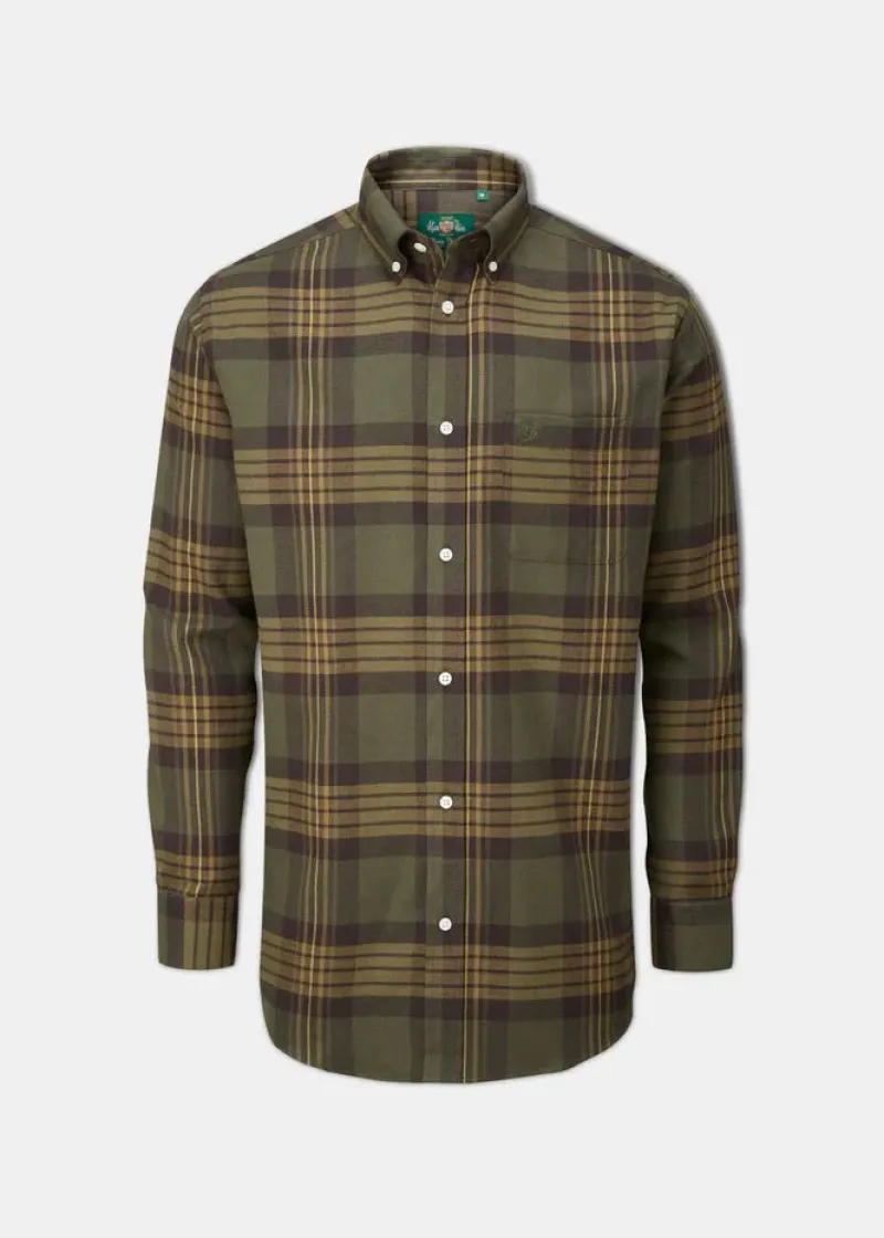 Alan Paine Shirts|Shirts & Tops<Ilkley Flannel Button Down Shirt - Shooting Fit