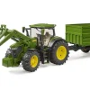 Bruder Toys<John Deere 7R 350 with Frontloader & Tandemaxle Tipping Trailer