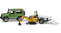 Bruder Toys<Land Rover Defender with Trailer, JCB Excavator & Man