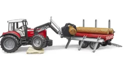 Bruder Toys<Massey Ferguson 7480 with Front Loader and Timber Trailer Toy