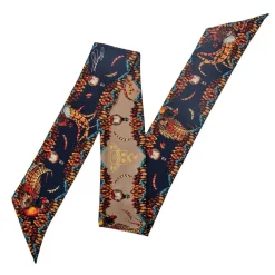 Clare Haggas Fine Art Scarves|Scarves<Clare Haggas Game Bird Twilly Navy / Toffee