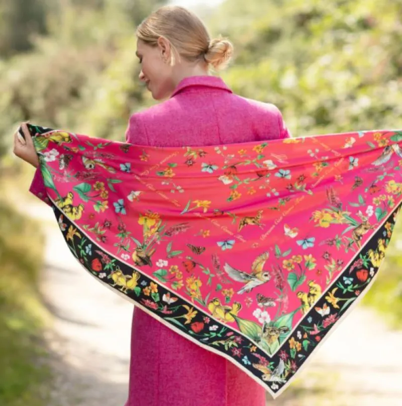 Clare Haggas FIne Art Scarves|Scarves<Clare Haggas Large Dreams Can Come True Large Square Peony and Ebony
