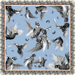 Clare Haggas FIne Art Scarves|Scarves<Clare Haggas Large Turf War Monochrome Blue