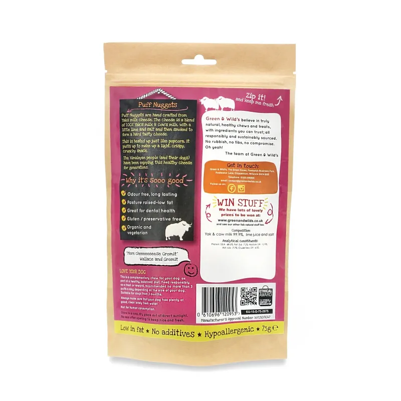 Green u0026 Wild's Dog Treats|Dog Treats<Green & Wild's Yakity Yak Puff Nuggets