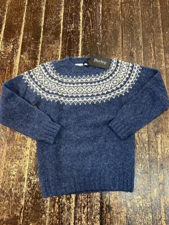 Harley of Scotland Sweaters & Fleeces|Sweaters & Fleeces<Men's Chunky Yoke Crew Neck