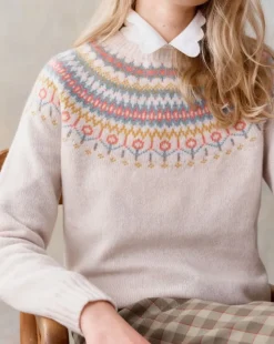 Harley of Scotland Sweaters & Jumpers|Sweaters & Jumpers<Women's Fair Isle Yoke Sweater