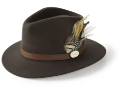 Hicks u0026 Brown Hats|Hats<Hicks & Brown Suffolk Fedora Hat Fawn Feather (Guinea & Pheasant Feather)