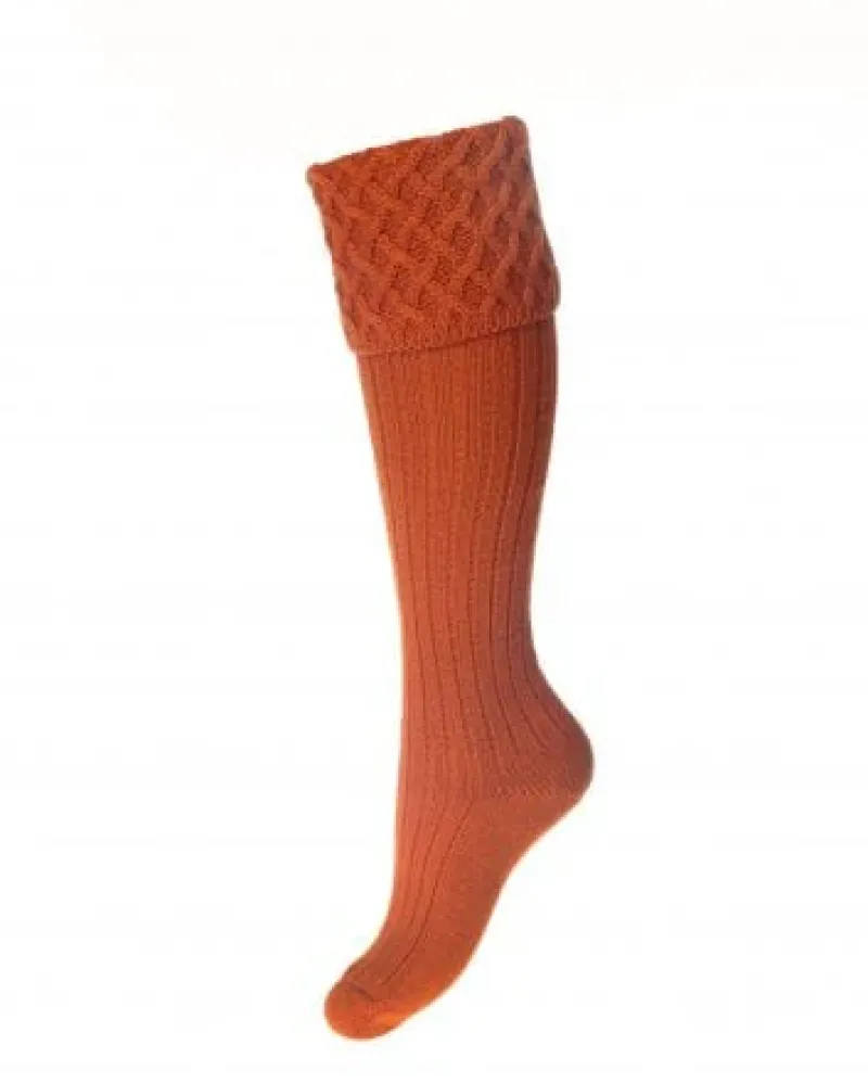House of Cheviot /John Mills Socks<House Of Cheviot Lady Rannoch Sock Burnt Orange