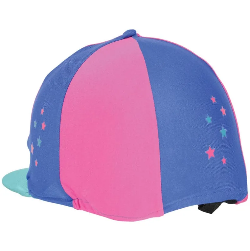 Hy Riding Hat Accessories<Zeddy Three Tone Lycra Hat Silk Flamingo Pink/Turquiose/Cobalt Blue