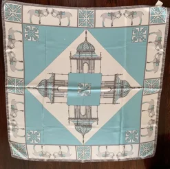 Sally Chapman Collection Scarves<Silk Scarf Ponies & Pavillions Blue