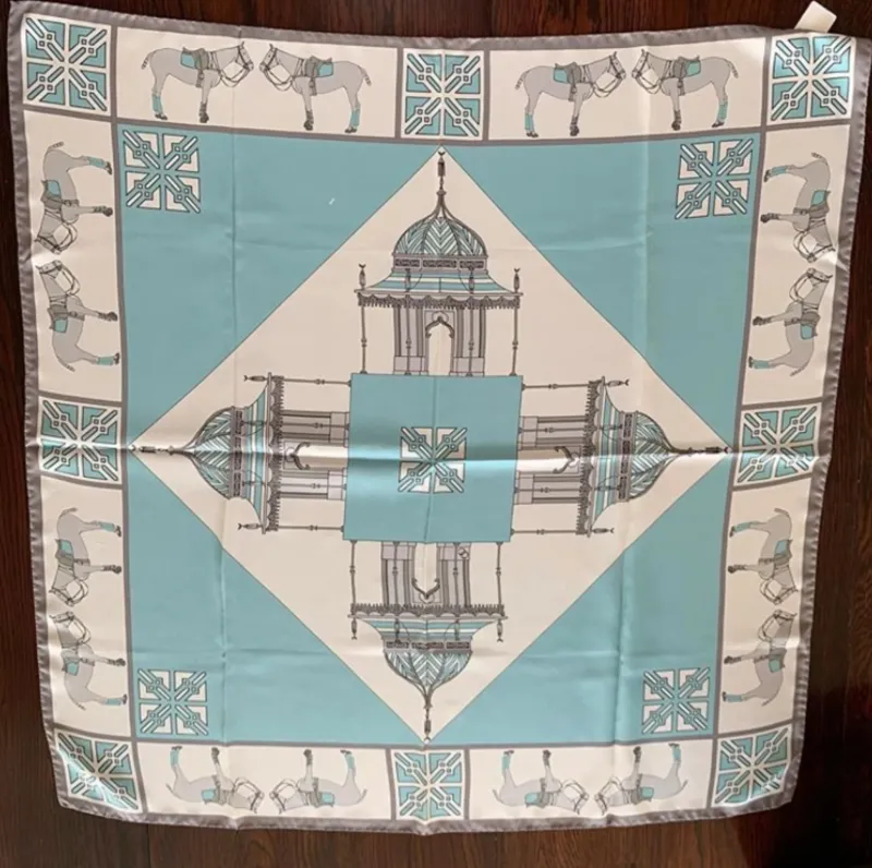 Sally Chapman Collection Scarves<Silk Scarf Ponies & Pavillions Blue