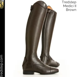 Tredstep Women's Leather Boots|Long Riding Boots<Medici II Field Riding Boots - Brown, Reg Height